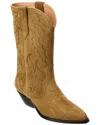 Isabel Marant Duerto Embroidered Suede Cowboy Boots In Brown