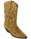 Isabel Marant Duerto Perforated Suede Western Boots In Brown