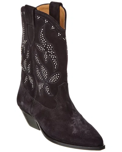 Isabel Marant Duerto Suede Cowboy Boot In Black