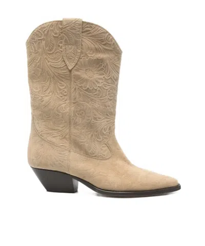 Isabel Marant Duerto Suede Cowboy Boot In Neutral