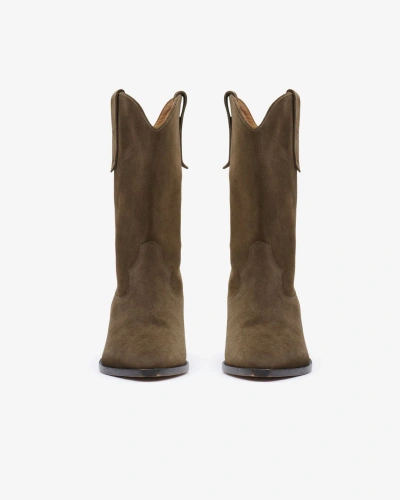 Isabel Marant Duerto Suede Cowboy Boots In Green