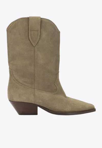 Isabel Marant Duerto Suede Cowboy Boots In Neutral