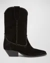 ISABEL MARANT DUERTO SUEDE STITCH WESTERN BOOTIES