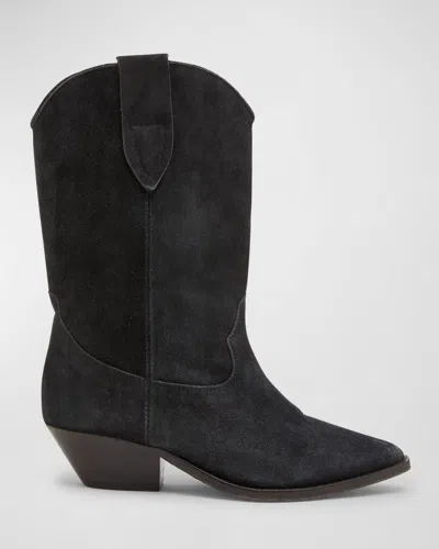 Isabel Marant Duerto Suede Western Boots In Black