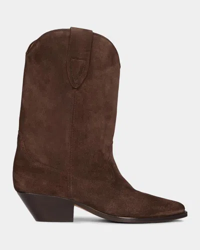 Isabel Marant Duerto Suede Western Boots In Chocolate