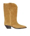 Isabel Marant Duerto Embroidered Suede Cowboy Boots In Brown