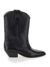 Isabel Marant Duetro Black Ankle Boots With Western Heel In Leather Woman