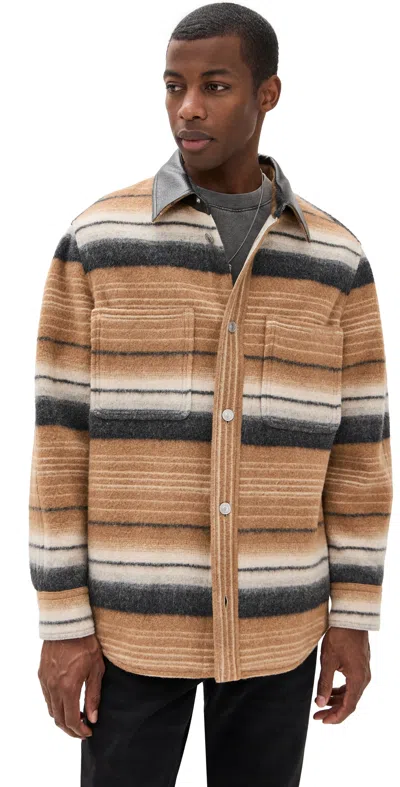 Isabel Marant Duncan Striped Wool-blend Felt Jacket In Brown