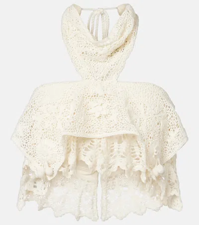 Isabel Marant Dunvel Crochet Halterneck Crop Top In White