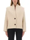 Isabel Marant Wool Jacket With Structured Shoulders And Collarless Design In Neutral