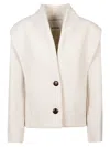 Isabel Marant Cotton Blazer With High Collar And Long Sleeves In Neutral