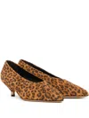 Isabel Marant Kitten Heel Pointed Toe Leopard Print Pumps In Brown