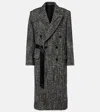Isabel Marant Ebyane Chevron Wool-blend Tweed Coat In Gray