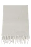 Isabel Marant Ecru Alpaca Blend Scarf With Fringed Ends In Gray
