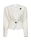 Isabel Marant Suna Asymmetrical Virgin Wool Blend Jacket In Beige