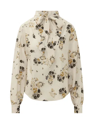 Isabel Marant Ecru Embroidered Cotton Shirt In Neutral