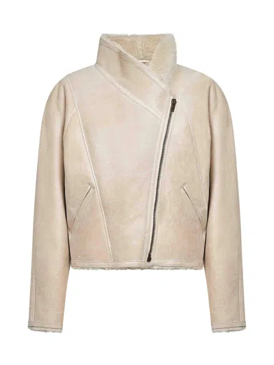 Isabel Marant Ecru Lamb Shearling Blondine Jacket In Gray