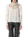 Isabel Marant Seila Blouse In Ecru With Lace And Ruffles