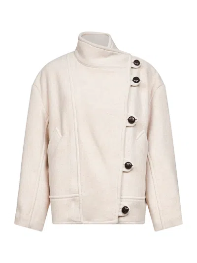 Isabel Marant Ecru Wool Blend Hanis Short Coat In White