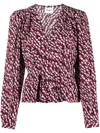 Isabel Marant Fuchsia Ruffled V-neck Blouse For Women In Purple