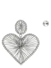 Isabel Marant Heart Shaped Wire Design Crystal Earrings In Metallic