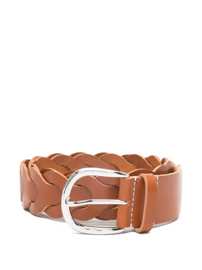 Isabel Marant Edena Braided Leather Belt In Brown