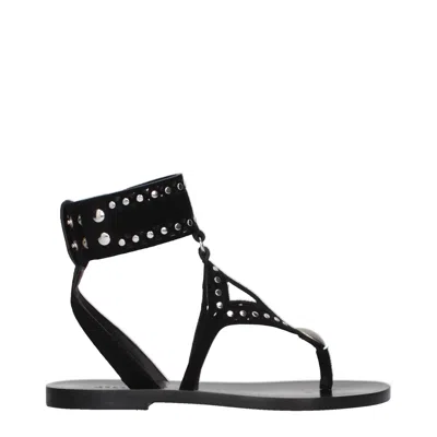 Isabel Marant Edil Women's Flip Flops Black Suede