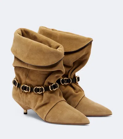 Isabel Marant Edrik Embellished Suede Ankle Boots In Sand