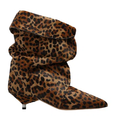 Isabel Marant Edrik Leopard Printed Boots In Black