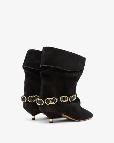Isabel Marant Edrik Drapped Ankle Boots With Jeweled Trim In Black