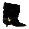 Isabel Marant Edrika Leather-trimmed Embellished Gathered Suede Ankle Boots In Black