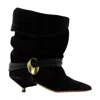 Isabel Marant Edrika Leather-trimmed Embellished Gathered Suede Ankle Boots In Black