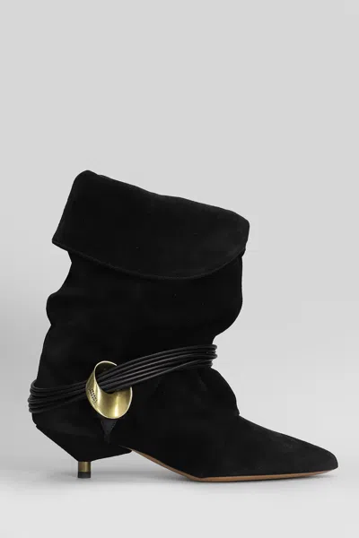 Isabel Marant Edrika Low Heels Ankle Boots In Black Suede