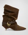 Isabel Marant Edrika Suede Harness Slouchy Booties In Bronze