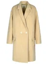 Isabel Marant Cotton Coat With Notched Lapel And Side Pockets In Beige