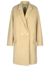 Isabel Marant Cotton Coat With Notched Lapel And Side Pockets In Neutrals