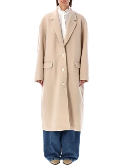 Isabel Marant Efezia Oversize Wool Blend Coat In Beige