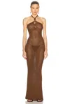 Isabel Marant Eileen Halter Knit Body-con Dress In Bronze