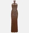 Isabel Marant Eileen Halter Knit Body-con Dress In Metallic