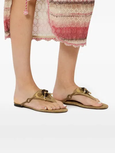 Isabel Marant Elato Thong Embellished Sandals In Brown