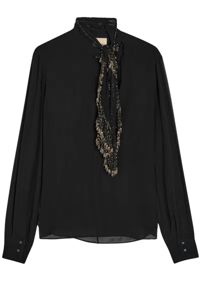 ISABEL MARANT ISABEL MARANT ELAURA BEAD-EMBELLISHED SEMI-SHEER SILK-GEORGETTE BLOUSE