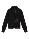 Isabel Marant Elaura Bead-embellished Semi-sheer Silk-georgette Blouse In Black