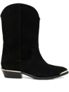 Isabel Marant Block Heel Suede Boot With Gold Trim In Black