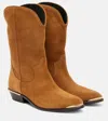 Isabel Marant Elbana Suede Cowboy Boots In Brown