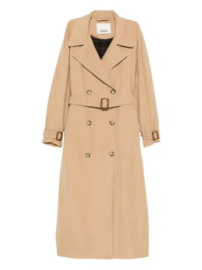 Isabel Marant Elea Double-breasted Flowing Trench Coat In Neutral