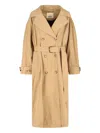 Isabel Marant Long Belted Double-breasted Jacket With Sophisticated Cuffs In Brown