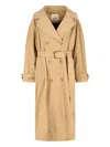 Isabel Marant Long Belted Double-breasted Jacket With Sophisticated Cuffs In Sand
