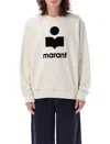 Isabel Marant Relaxed-fit Linen Long-sleeve T-shirt With Bold Graphic Logo In Ecru