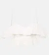 Isabel Marant Eliani Embroidered Ruffled Ramie Crop Top In White