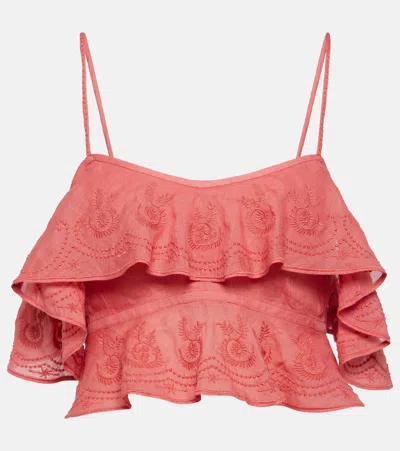 Isabel Marant Eliani Ruffled Top In Pink